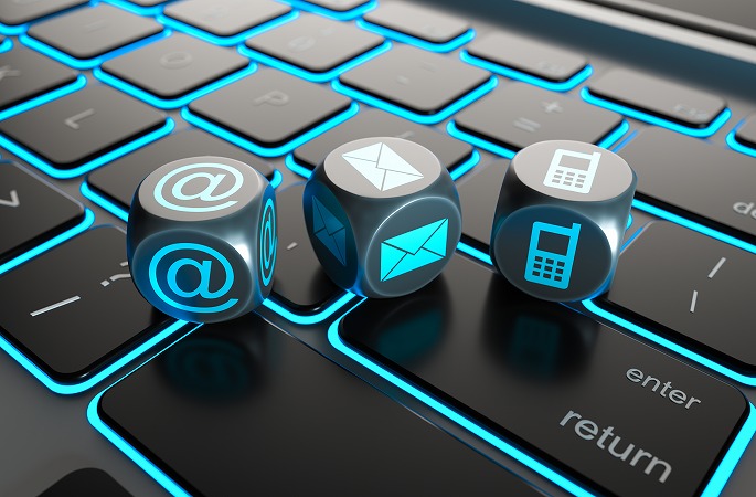 お問い合わせ青い発光